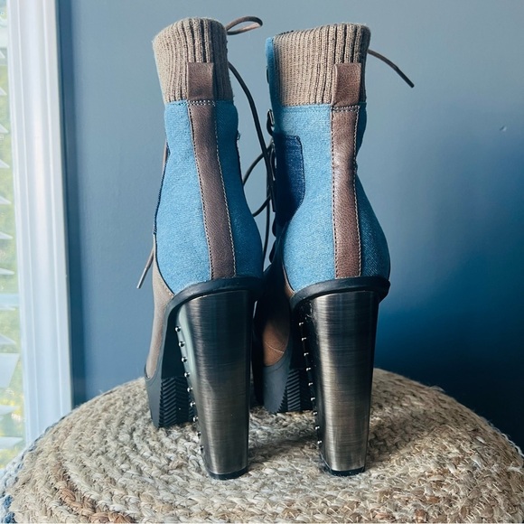Bumper BI82 Patchwork Denim Heeled Boots - Picture 6 of 12